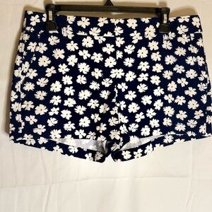 J. Crew High Waist Floral Shorts in Navy and White
